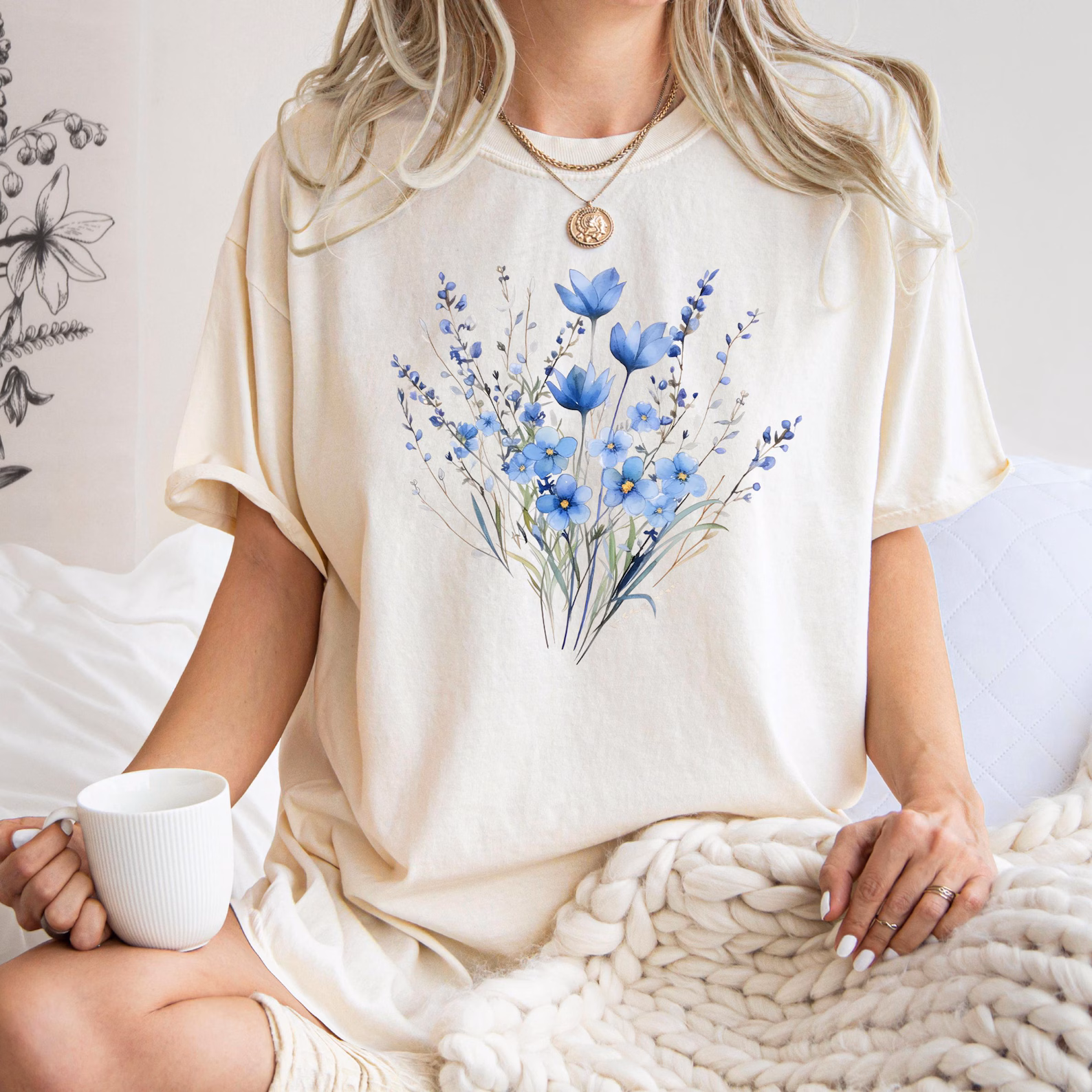 Blue Wildflower Bouquet Shirt